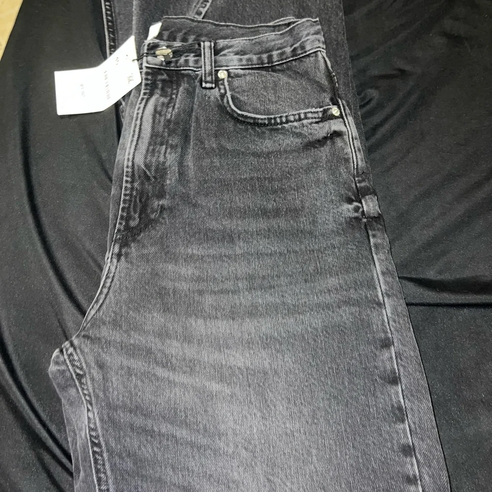 Zara Split Wide Leg TRF Black Jeans | Straight Loose, High Rise, Full Length - Picture 6 of 7